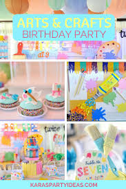Arts Crafts Joint Birthday Party Kara S Party Ideas Birthday Party Crafts Joint Birthday Parties Painting Birthday Party