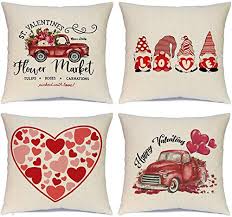 Avoin valentine's day saying throw pillow cover, 12 x 20 inch holiday kisses hugs xoxo love heart arrow anniversary wedding cushion case decoration for sofa couch set of 4. Valentines Day Pillow Covers 18x18 Inch Set Of 4 Valentines Day Decorations Red Heart And Love Decor Throw Pillows Decorative Cushion Cases Pricepulse