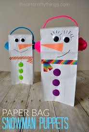 Paper Bag Snowman Craft Puppet Winter Crafts For Kids Winter Crafts Preschool Crafts