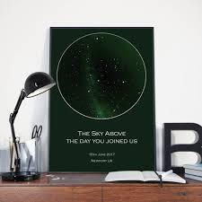 Star Map Print Green Star Chart Personalised Map Of The Stars Perfect Gift For Weddings Births New Baby Birthday Anniversary Engagement