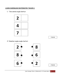 Check spelling or type a new query. Ujian Saringan Matematik Tahun 1