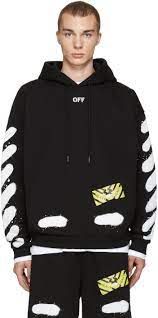 Off White C O Virgil Abloh Cotton Black Diagonal Spray Hoodie For Men Lyst