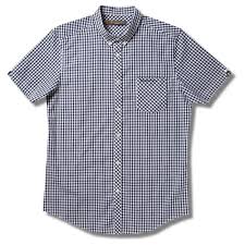 Ben Sherman Mod Skin Gingham Check Short Sleeve Shirt Navy Blue 4xl