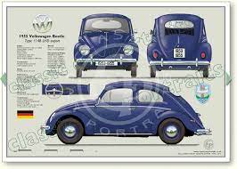 Volkswagon Beetle 1953 55 Classic Car Portrait Print Classic Cars Vw Beetle Classic Vintage Vw
