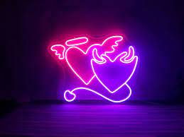 Angel And Demon In Love Heart Symbol Neon Sign Wedding Flex