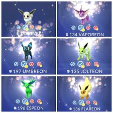 Vaporeon, jolteon, flareon, espeon, umbreon, leafeon, glaceon and sylveon. Pokemon Go Community Day How To Get Yourself Every Shiny Eevee Evolution