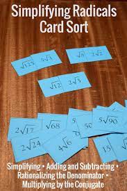 Radicals Card Sort Rationalizing And Conjugates Included Simplifying Radicals Sorting Cards Teaching Geometry