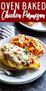 Oven Baked Chicken Parmesan Recipe In 2020 Chicken Parmesan Recipes Chicken Dinner Recipes Chicken Parmesan Recipe Baked