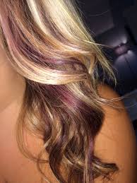 Red Violet Peekaboos With Blonde Peekaboo Hair Hair Highlights Hair