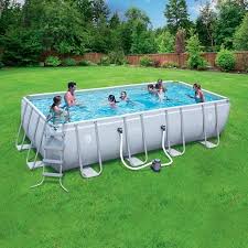 Bestway Power Steel 18 X 9 X 48 Rectangular Frame Swimming Pool Set With Pump Ladder And Cover Walmart Com Above Ground Swimming Pools Swimming Pools In Ground Pools