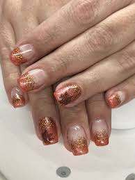 Shimmer Orange French Fall Ombre Glitter Gel Nails Glitter Gel