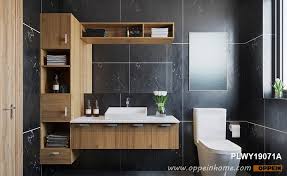 The cabinet uses white wood that corresponds with the ceramic color. Melamine Modern Bathroom Vanities Oppein