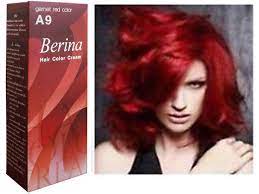 Berina Permanent A9 X 2 Boxs Color Hair Dye Cream Gamet Red Color Free Shipping Fire Red Hair Dyed Hair Glamorous Hair