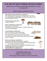 100-05 159TH AVENUE, HOWARD BEACH, NY 11414 718-843-6218 HOLY WEEK SCHEDULE  2024