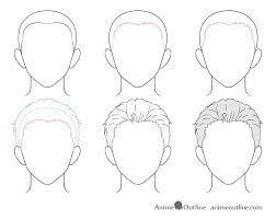 How To Draw Anime Male Hair Step By Step Animeoutline Boy Hair Drawing Drawing Male Hair Drawing Hair Tutorial