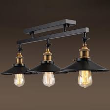 Industrial Vintage 3 Lights Semi Flush Mount Ceiling Light Lamp Fixture Island Chandelier Fixture Heparts