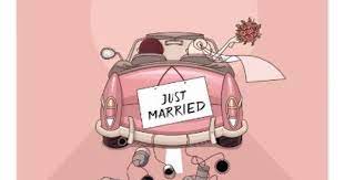 Just Married Pink Wedding Announcement Love Zazzle Com Wedding Illustration Wedding Postcard Just Married