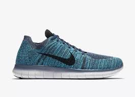 Nike Free Rn Flyknit Mens Running Shoe Ocean Fog Black Blue Glow 831069 404 Running Shoes For Men Nike Sneakers Nike