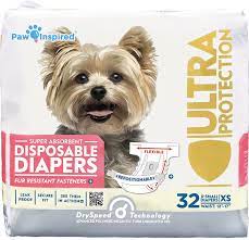 Amazon Com Paw Inspired 32ct Disposable Dog Diapers Female Dog Diapers Ultra Protection Diapers For Dogs In Heat Excitable Urination Or Incontinence X Small Pet Supplies