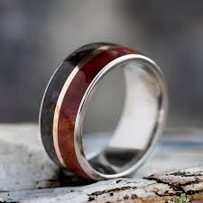 Wood And Dinosaur Bone Wedding Band With Rose Gold 3689 Engagement Rings Affordable Engagement Rings For Men Classic Engagement Rings