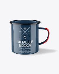 Glossy Metal Cup Front View High Angle In Object Mockups On Yellow Images Object Mockups Mockup Free Psd Metal Cups Free Psd Mockups Templates