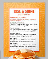 Rise And Shine Indeed Breakfast Menu Designs Are Available In 8 5 X 11 8 5 X 14 11 X 17 A4 5 Breakfast Menu Design Breakfast Menu Breakfast Brunch Menu