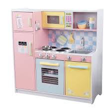 Moderno cocina madera infantil cocina de juguete accesorios para niñas dimensiones 60x30x85 cocinita reloj microonda grifo y fregadero cubiertos de madera utensilios de cocina color blanco. Cocina Grande Kidkraft Juguete Eurekakids