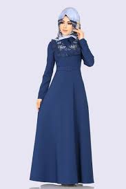Modaselvim Elbise Cicek Nakisli Tesettur Elbise 2127ms212 Indigo Moda Feminina Moda Feminino