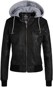 Wantdo Womens Plus Size Faux Leather Jacket Casual Motorcycle Pu Biker Coat With Removable Hood At Amazon Women S Coats Shop