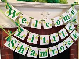St Patricks Baby Shower Decorations Welcome Little Shamrock Etsy In 2021 Irish Baby Shower Shamrock Baby Shower Baby Shower Themes Neutral