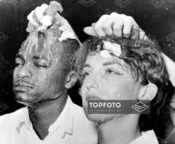 AN EXACTING TRIAL. SAN FRANSICO, CALIF. U.S.A: TRAINERS, RICHARD SILLER  (LEFT) AND LOIS BONZELL OF THE