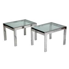 Pair Of Modernist Chrome And Thick Glass Side Tables Glass Side Tables Modern Side Table Sofa Side Table