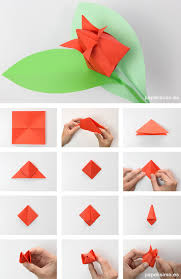 Hacer una flor de papel. Como Hacer Tulipan De Papel Origami Tulip Flowers Como Hacer Origami Tutorial De Origami Origami Facil