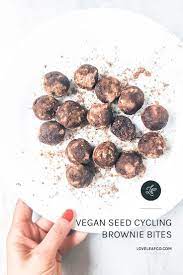 Vegan Seed Cycling Brownie Bites Gluten Free Loveleaf Co Recipe Seed Cycling Healthy Chocolate Recipes Brownie Bites