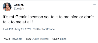 Showing search results for gemini sorted by relevance. Gemini Season Is Upon Us Enjoy These Very Extra Tweets From Some Astrology Fanatics Cheezcake Parenting Relationships Food Lifestyle