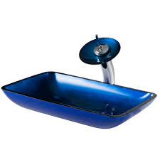 blue rectangular glass vessel 22