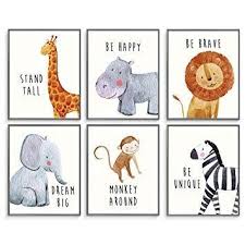 Safari Nursery Decor Set Of 6 Posters 8 X 10 In Nursery Wall Decor Jungle Nursery Decor Baby Animal Nursery Baby Wall Decor Jungle Nursery Decor