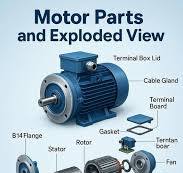 Electric motor internal components. Rotor, stator, shaft ...