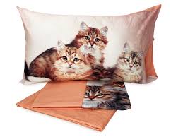 Completo Lenzuolo Lenzuola Natura Gatto Gatti Salmone Misura 1 Piazza