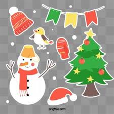 Red Green Flat Style Christmas Night Christmas Tree Element Sticker Christmas Clipart Christmas Bunting Winter Hat Png Transparent Clipart Image And Psd File Origami Natale Png Alberi Di Natale