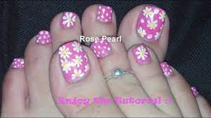 It's the most exclusive vip list in town! Daisy Flowers On Barbie Pink Pedicure Nail Art Tutorial Spring Toe Nails Rose Pearl Youtube