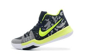 Black And Lime Green Nike Sneakers Newest Nike Really Cheap Kyrie 3 Flyknit Black Grey Lime Green Volt New Basketball Shoes Popular Basketball Shoes Green Basketball Shoes