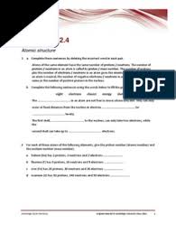 The atomic number gives the identity of an element as well as its location on the periodic table. Worksheet 2 4