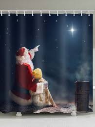 Christmas Santa Claus Girl Print Waterproof Bathroom Shower Curtain Christmas Shower Curtains Bathroom Shower Curtains Santa Claus Girls
