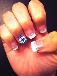 French Mani With Anchor Detail On The Ring Finger Cruise Nails Nails Beach Nails