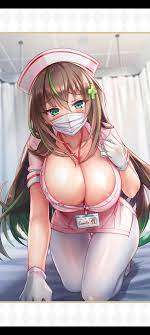 1girls camile (project qt) camille (project qt) cleavage facemask  game cg hospital hospital bed hospital room huge breasts id card kneeling  large breasts name tag non-web source nurse nurse