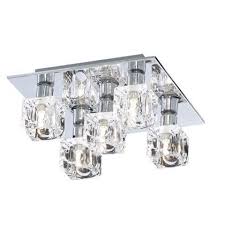 Glass Ice Cube 5 Light Flush Ceiling Light Silver Ceiling Lights Flush Ceiling Lights Crystal Ceiling Light
