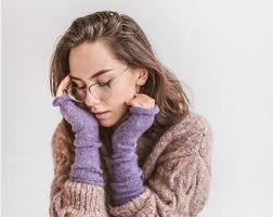 Purple Alpaca Arm Warmers, Wool Arm Warmers, Fingerless Gloves, Fingerless  Arm Warmers, Fingerless Wool Mittens, Long Arm Warmers.
