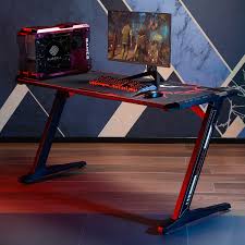 Eureka Ergonomic Z60 Gaming Desk 60 Z Shaped Large Pc Computer Gaming Desks Tables With Rgb Led Lights Controller Gaming Desk Gaming Computer Rgb Led Lights