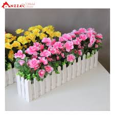 Hàng rào hoa giả, giỏ hoa đỗ quyên 50cm cắm sẵn trang trí nhà cửa, nhà  hàng, văn phòng công ty xanh tươi HR-05